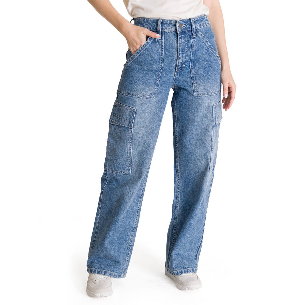 CAT - Jeans Cargo Mujer Relaxed Azul CAT