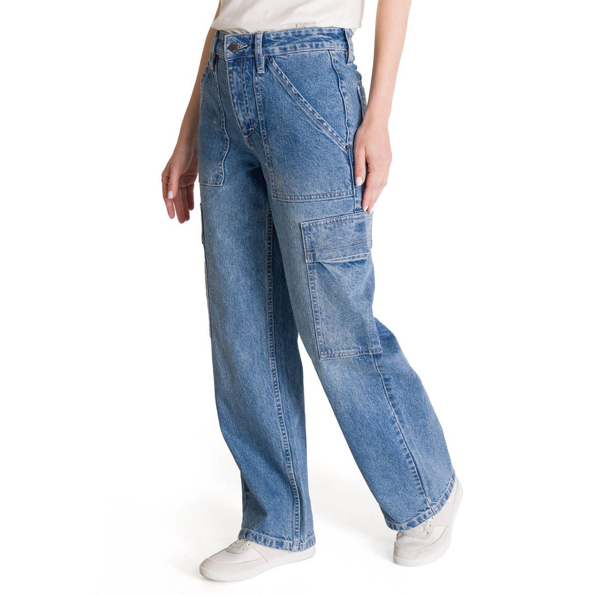 CAT - Jeans Cargo Mujer Relaxed Azul CAT