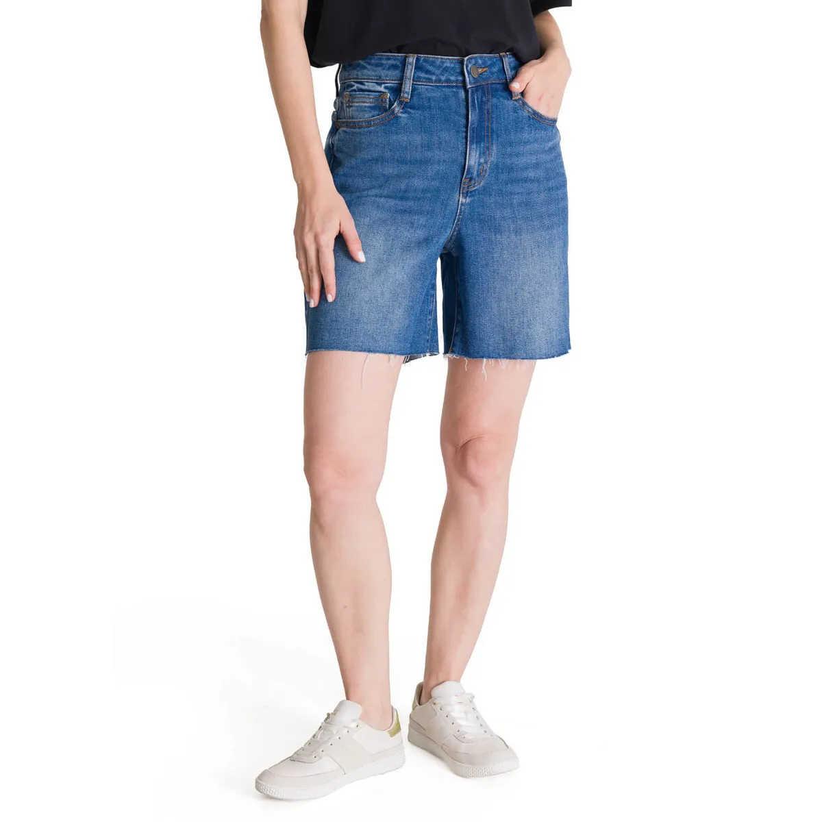 CAT - Short Tiro Alto Denim Mujer Cowboy Azul CAT