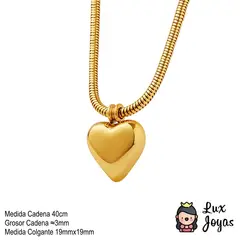 LUX JOYAS - Collar Baño Oro 18k Cola De Topo Corazón L