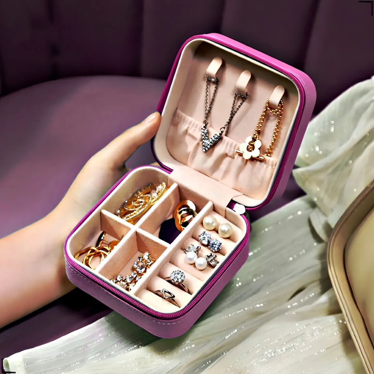 GENERICO - Jewelry Box organizador portátil con cremallera
