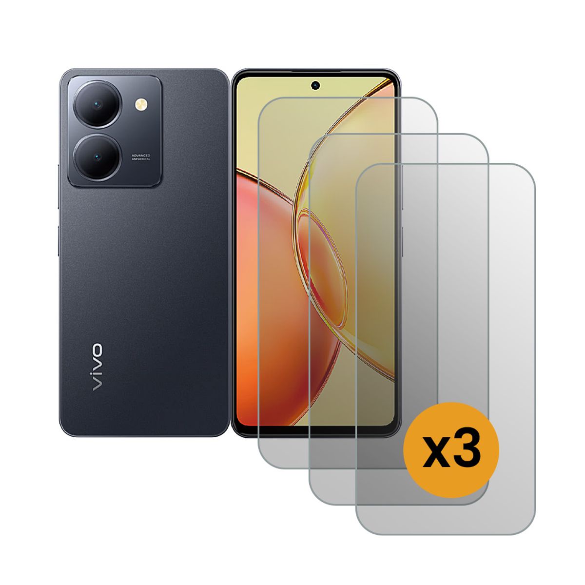 GENERICO - Pack de 3 Laminas Sin Borde De Vidrio Templado Para VIVO Y28S 5G