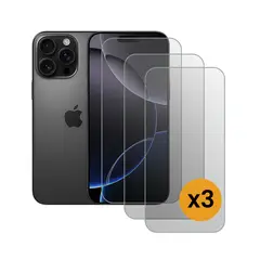 GENERICO - Pack de 3 Laminas Sin Borde De Vidrio Templado Para IPHONE IP 16 PRO