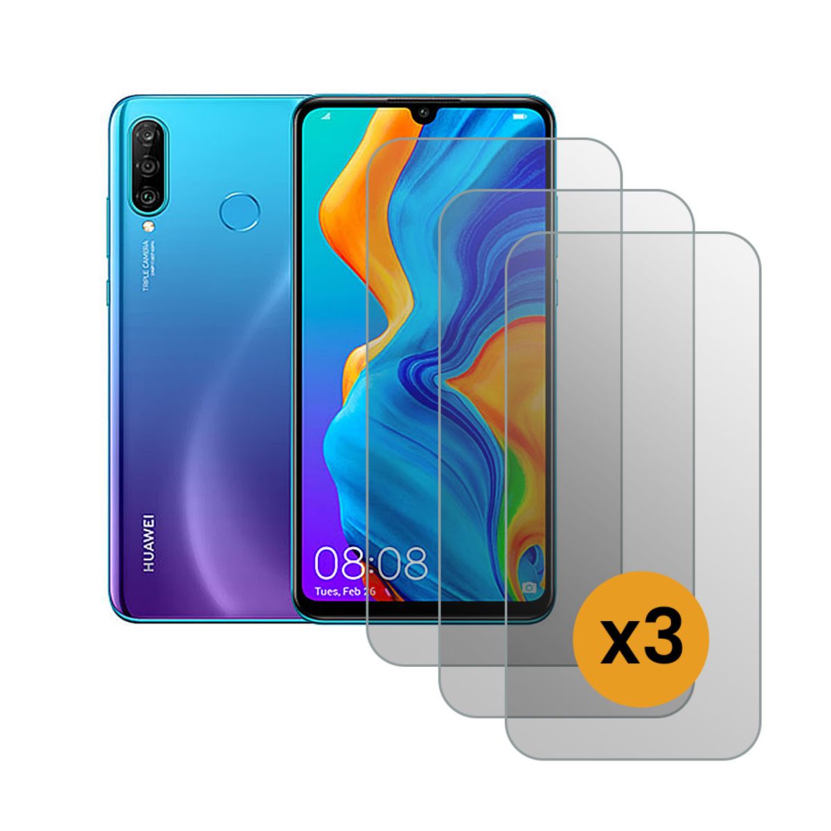 GENERICO - Pack de 3 Laminas Sin Borde De Vidrio Templado Para HUAWEI P SMART 2019