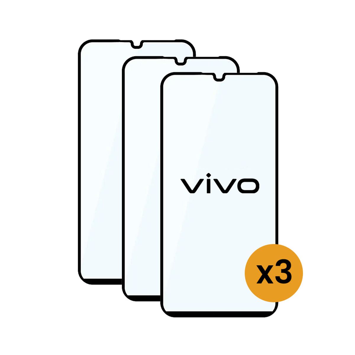 GENERICO - Pack de 3 Laminas 21D Completa De Vidrio Templado Para VIVO Y30