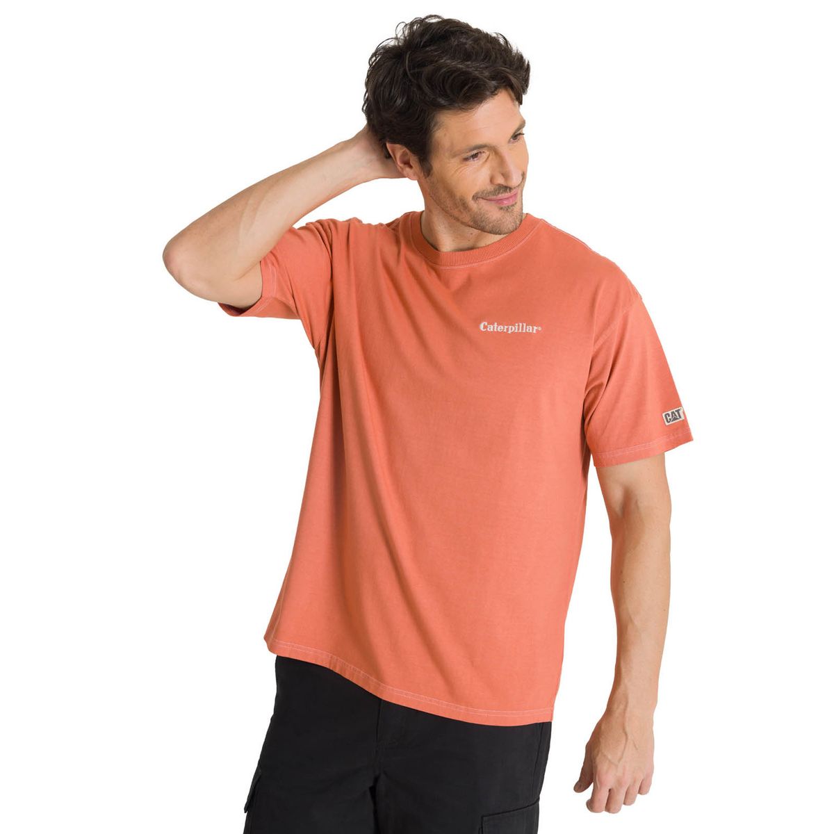 CAT - Polera Casual Hombre Heavyweight Relaxed Terracota CAT