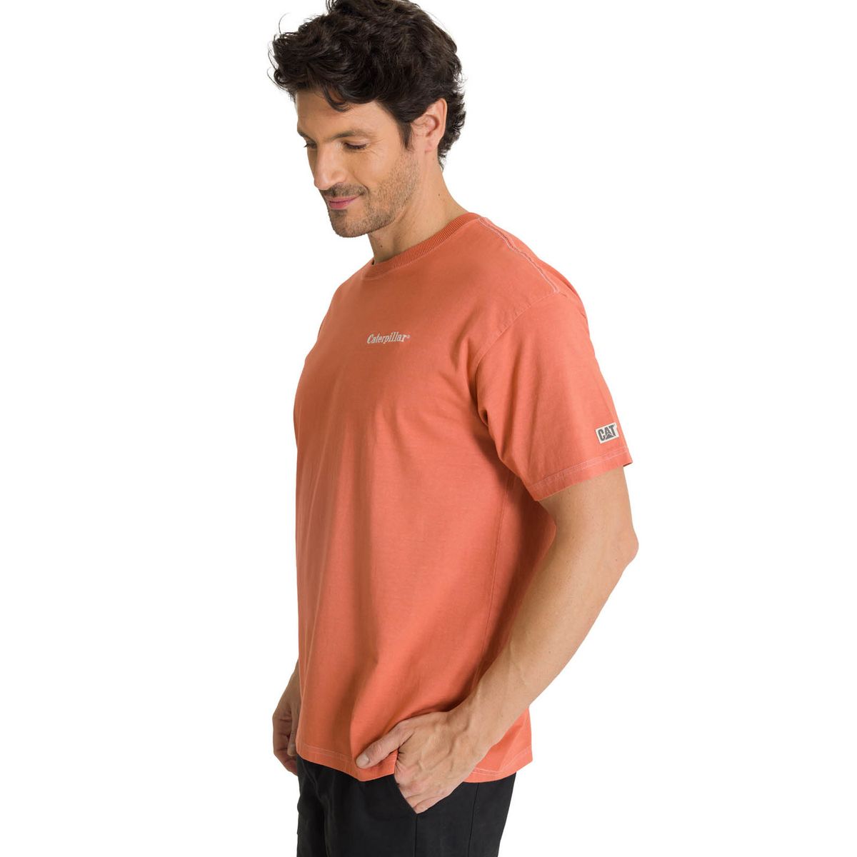 CAT - Polera Casual Hombre Heavyweight Relaxed Terracota CAT