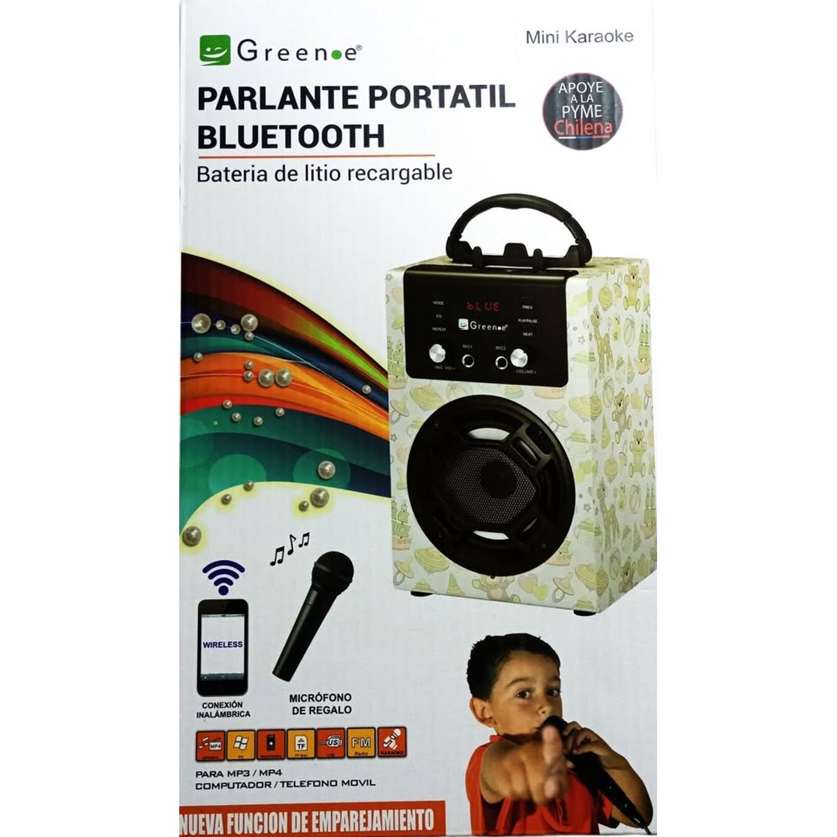 GENERICO - Parlante Portatil Bluetooth mini karaoke Greene