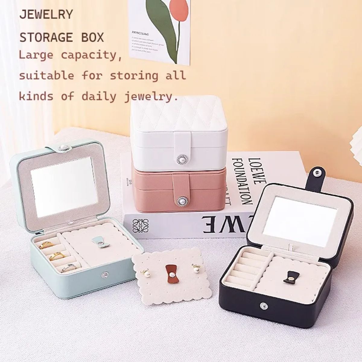 GENERICO - Mini Joyero Estuche Organizador Aretes Anillos Viaje