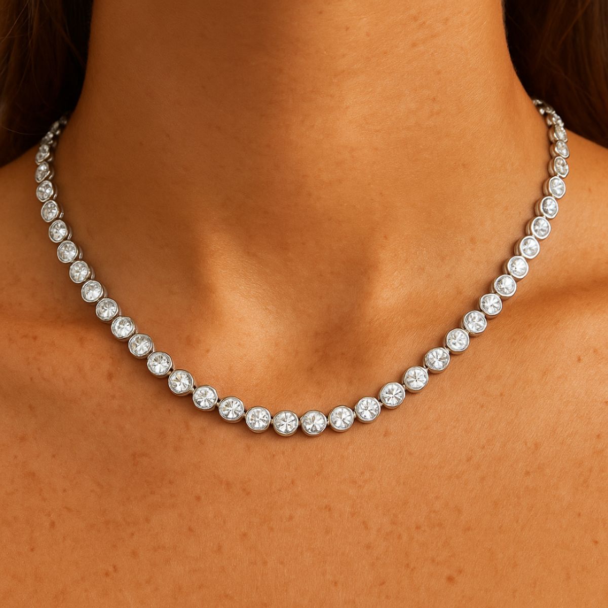 BLOOM CRYSTAL - Collar Tennis Plateado con Cristal Austria Brillo sin límites