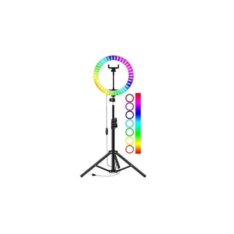 GENERICO - Aro De Luz Led 26cm Rgbcolor + Tripode Ajustable 2m Tiktok