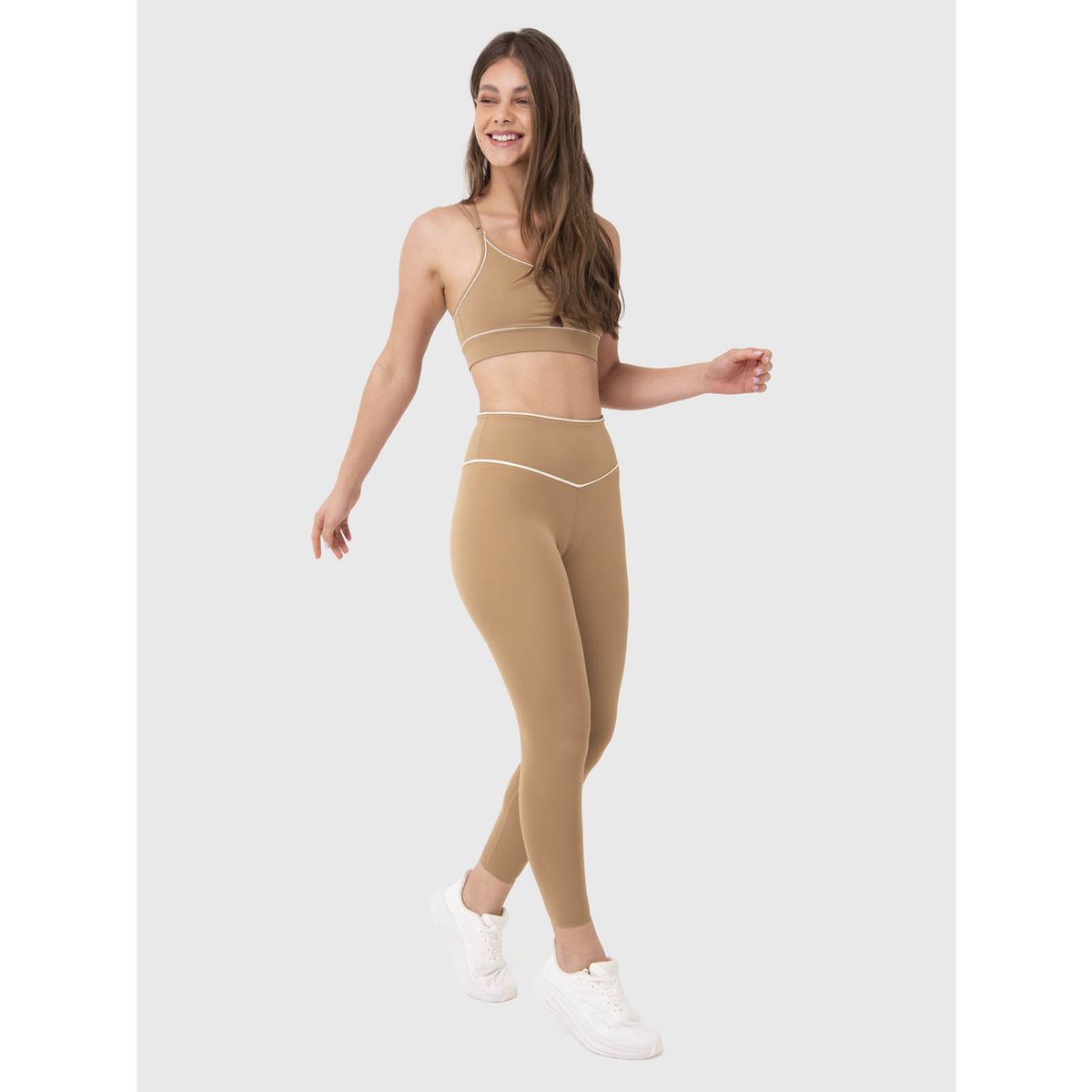 BSOUL - Calza Deportiva Mujer Piping Ankle Café Claro BSOUL