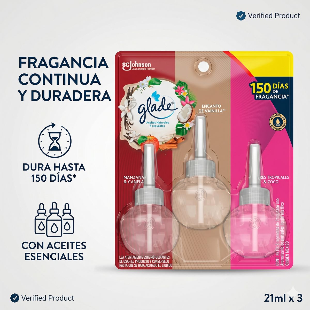 Glade Recarga Aceite Aromas Mixtos 21ml Pack 3, marca GLADE - Foto 2