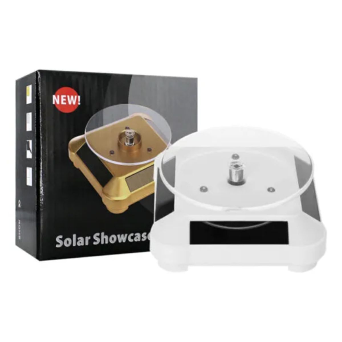 GENERICO - Exhibidor Mostrador De Joyas Giratorio 360° Panel Solar