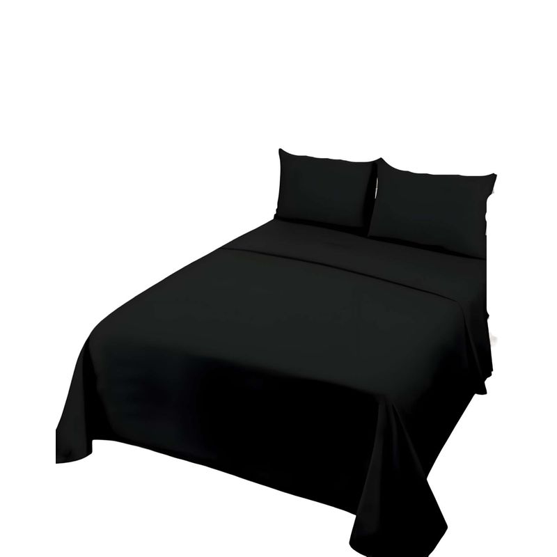 GENERICO - SET DE SABANAS 2 PLAZAS NEGRO