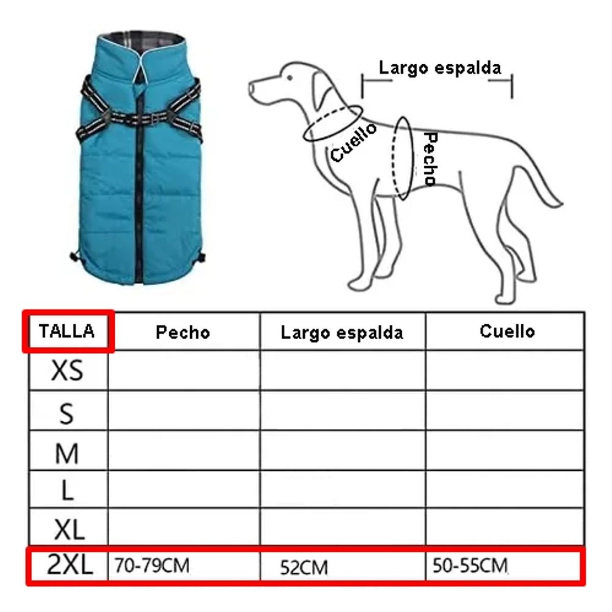GENERICO - Chaqueta forro polar escocés perro medianoTalla XXL TURQUEZA
