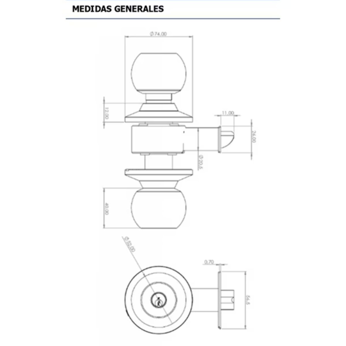 GENERICO - CERRADURA CILINDRICA OISTER 110 ACCESO INOX