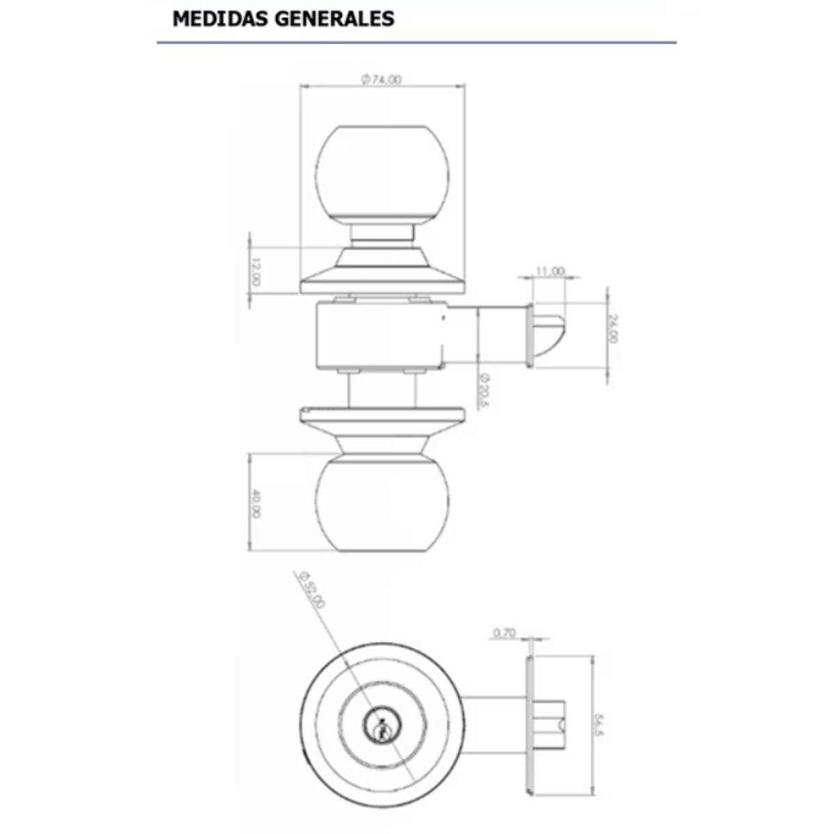GENERICO - CERRADURA CILINDRICA OISTER 110 DORMIT. AC.INOX