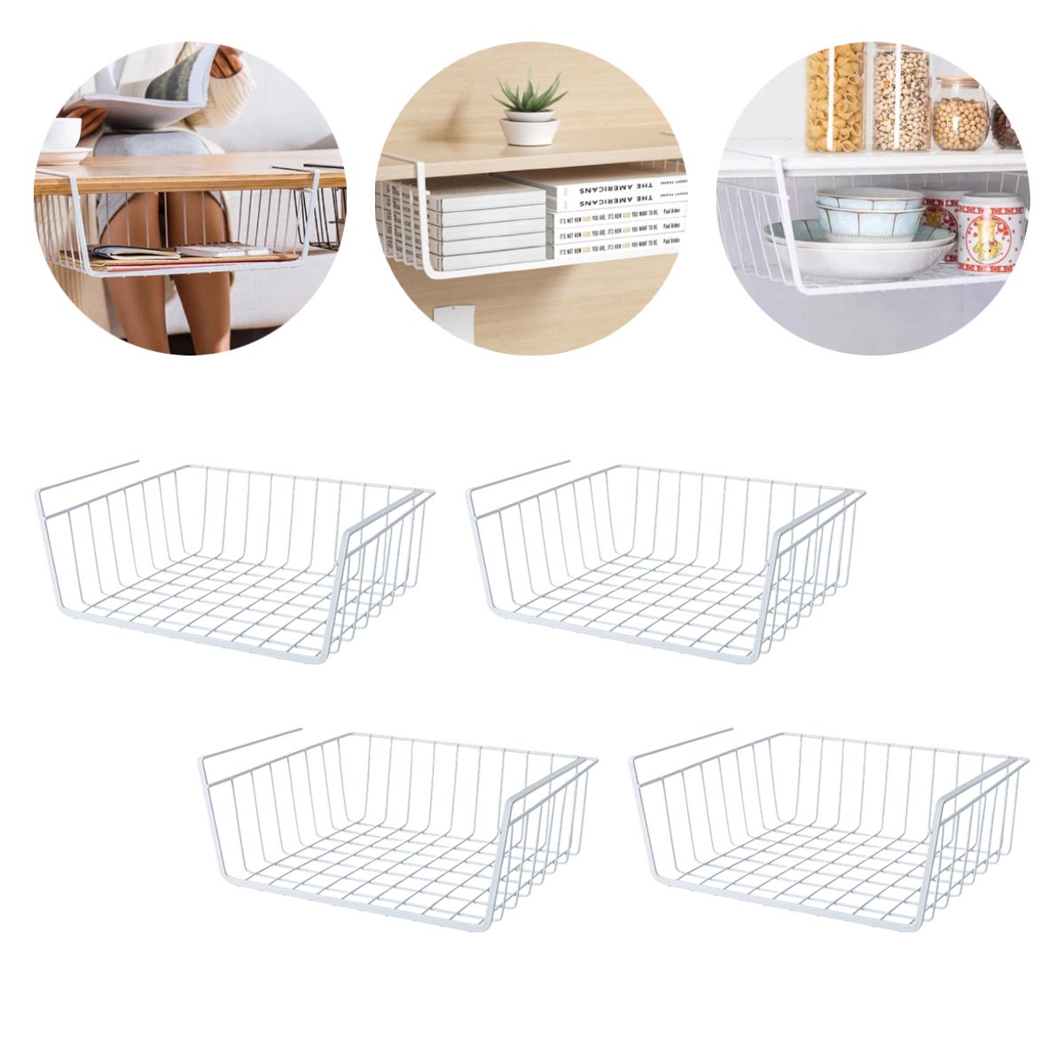 KINDA NICE - Repisas Colgante Estante Metal Org Alacena Despensa, 4 Unida