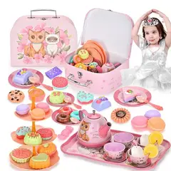 KINDA NICE - Juego De Té Plásticos 46 Pzs Accesorios Juguete Comida Niñas