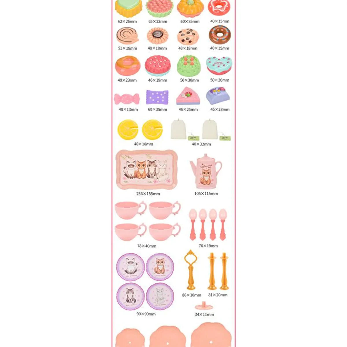 KINDA NICE - Juego De Té Plásticos 46 Pzs Accesorios Juguete Comida Niñas