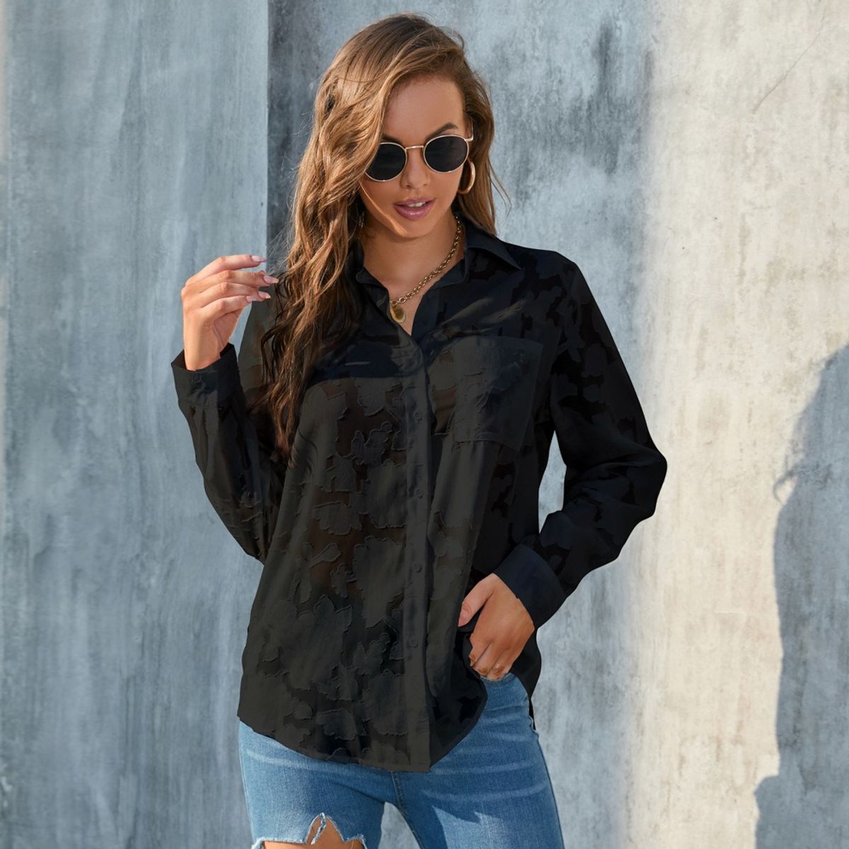 GIOIO - Camisa De Manga Larga Informal Holgada A La Moda Para Mujer