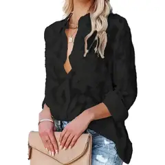 GIOIO - Camisa De Manga Larga Informal Holgada A La Moda Para Mujer