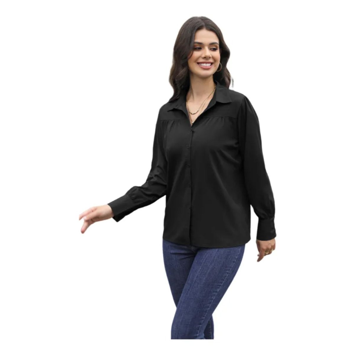 GIOIO - Camisa De Moda Para Mujer De Manga Larga Y Manga Farol