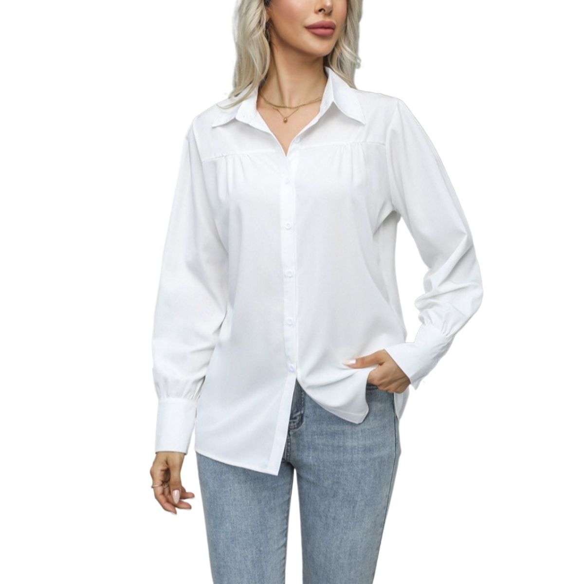 GIOIO - Camisa De Moda Para Mujer De Manga Larga Y Manga Farol