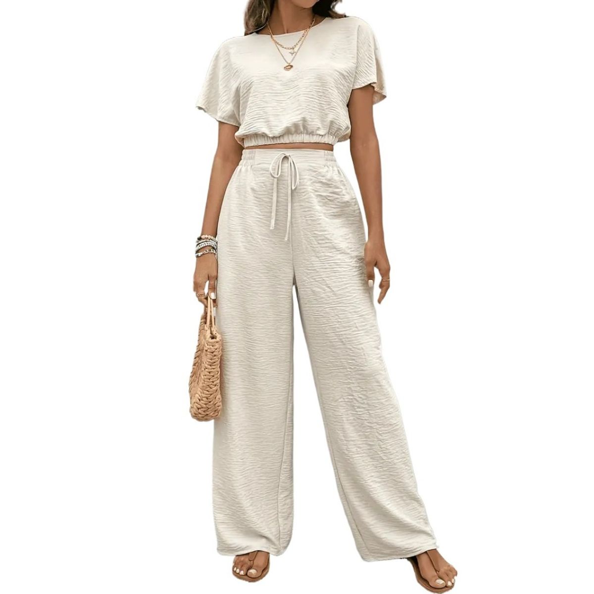 GIOIO - Conjunto Casual De Dos Piezas Con Textura Para Mujer