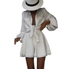 GIOIO - Conjunto Bordados Manga Larga Bermuda Urbano Figura Esbelta