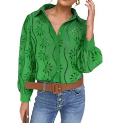 GIOIO - Chaqueta Holgada Calado Manga Globo Urbano Premium​