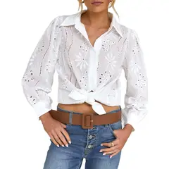 GIOIO - Chaqueta Holgada Calado Manga Globo Urbano Premium​