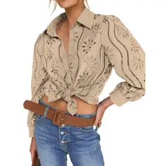 GIOIO - Chaqueta Holgada Calado Manga Globo Urbano Premium​