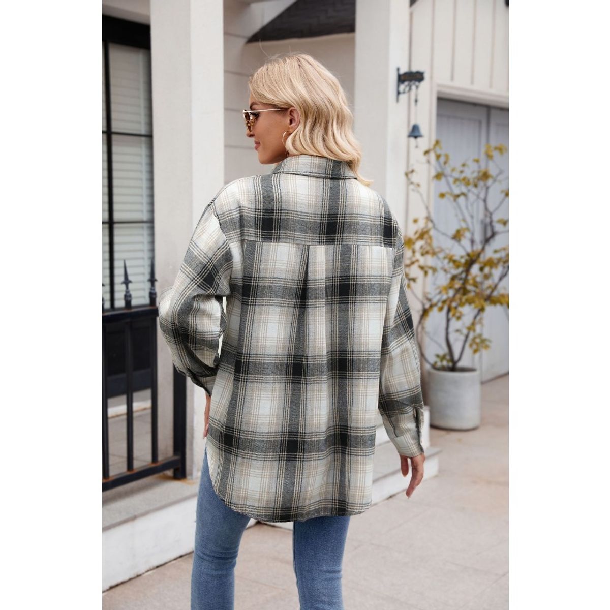 GIOIO - Camisa Cuadros Holgada Urbano Casual Figura Esbelta​