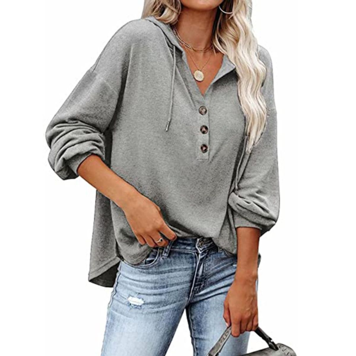 GIOIO - Buzo Liso Holgado Capucha Casual Figura Esbelta​