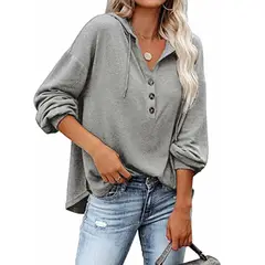 GIOIO - Buzo Liso Holgado Capucha Casual Figura Esbelta​