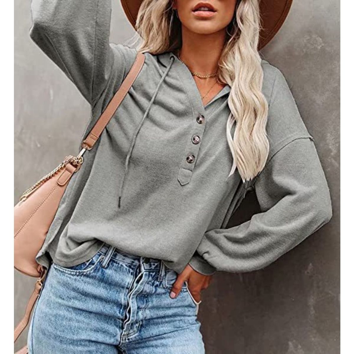 GIOIO - Buzo Liso Holgado Capucha Casual Figura Esbelta​