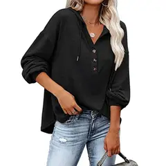 GIOIO - Buzo Liso Holgado Capucha Casual Figura Esbelta​