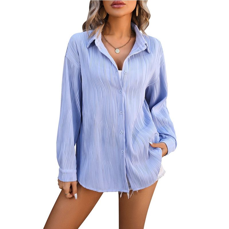 GIOIO - Camisa Ondas Holgada Urbana Figura Esbelta​