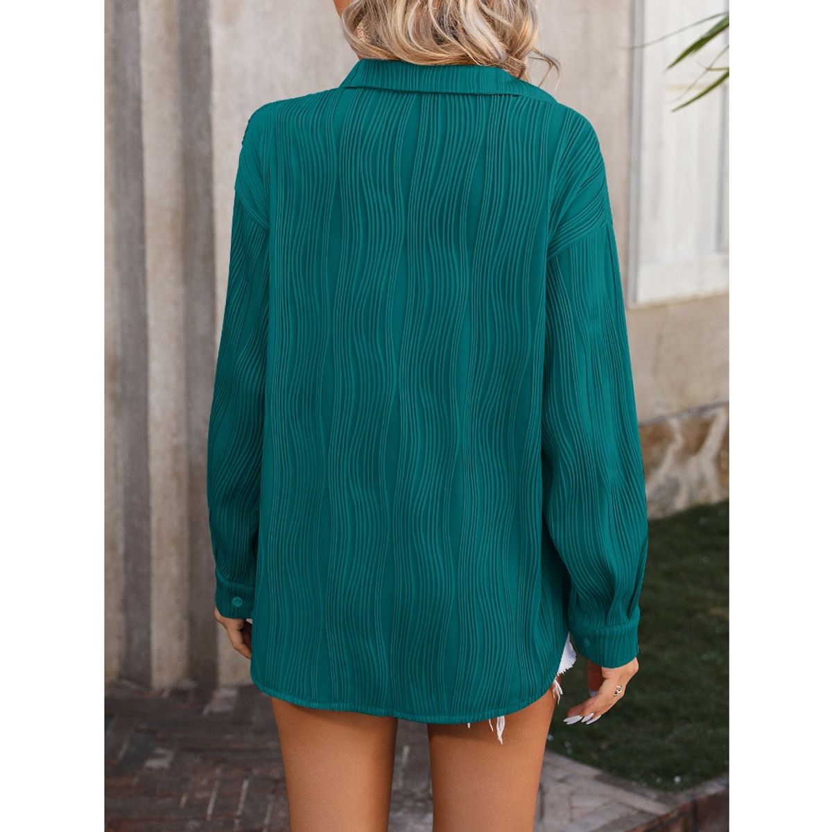 GIOIO - Camisa Ondas Holgada Urbana Figura Esbelta​