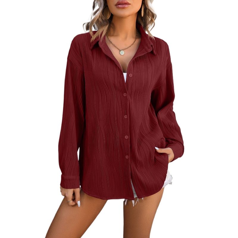 GIOIO - Camisa Ondas Holgada Urbana Figura Esbelta​