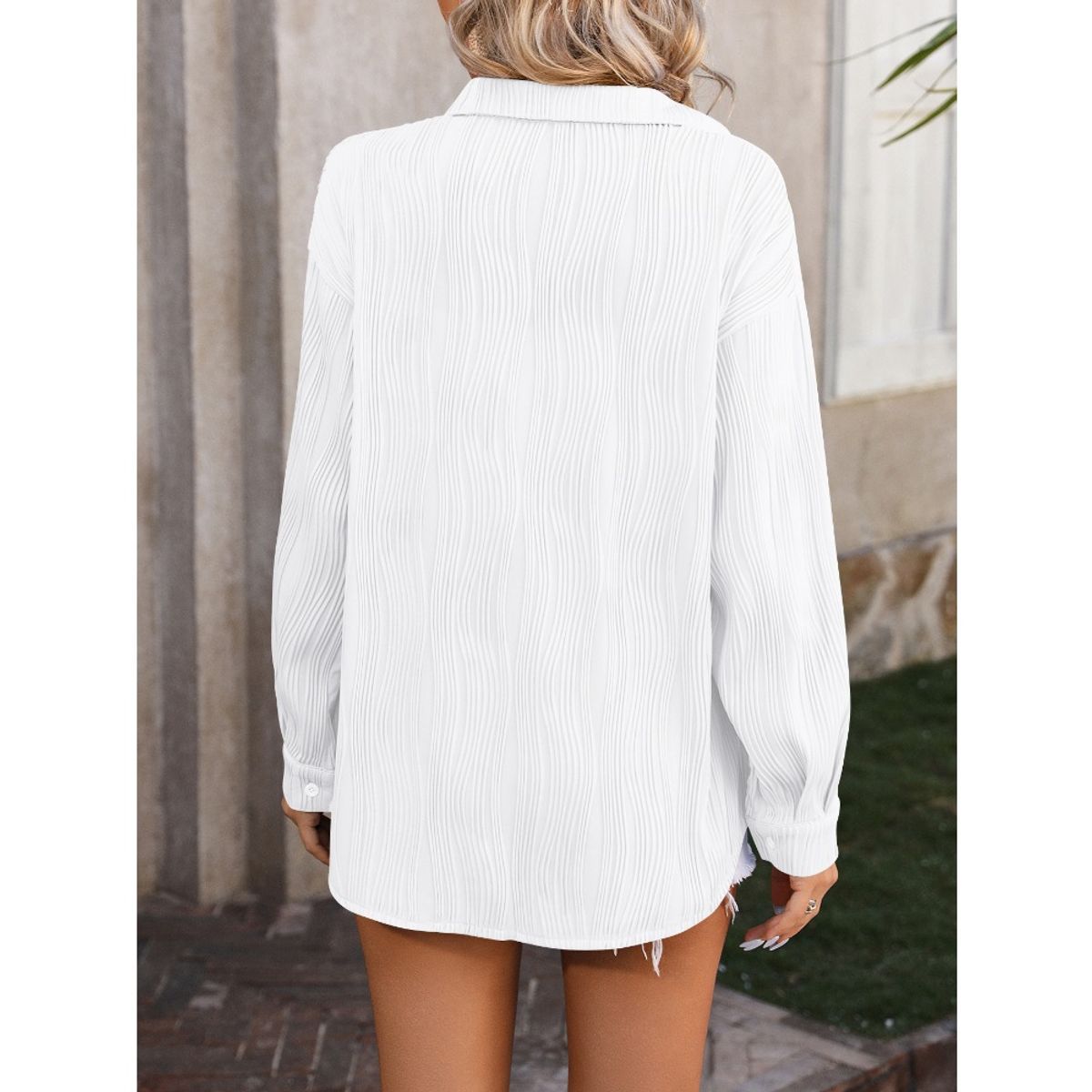 GIOIO - Camisa Ondas Holgada Urbana Figura Esbelta​