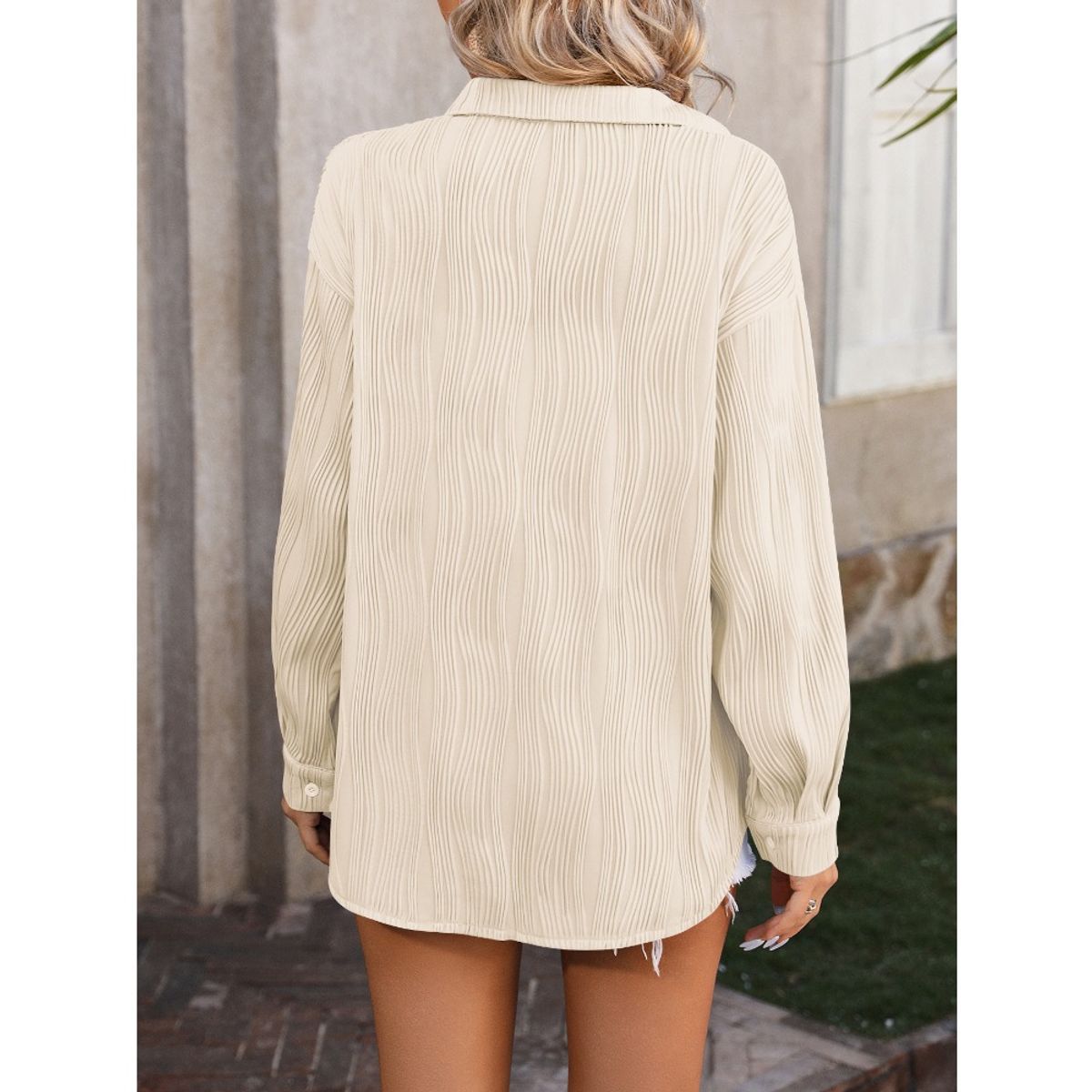 GIOIO - Camisa Ondas Holgada Urbana Figura Esbelta​