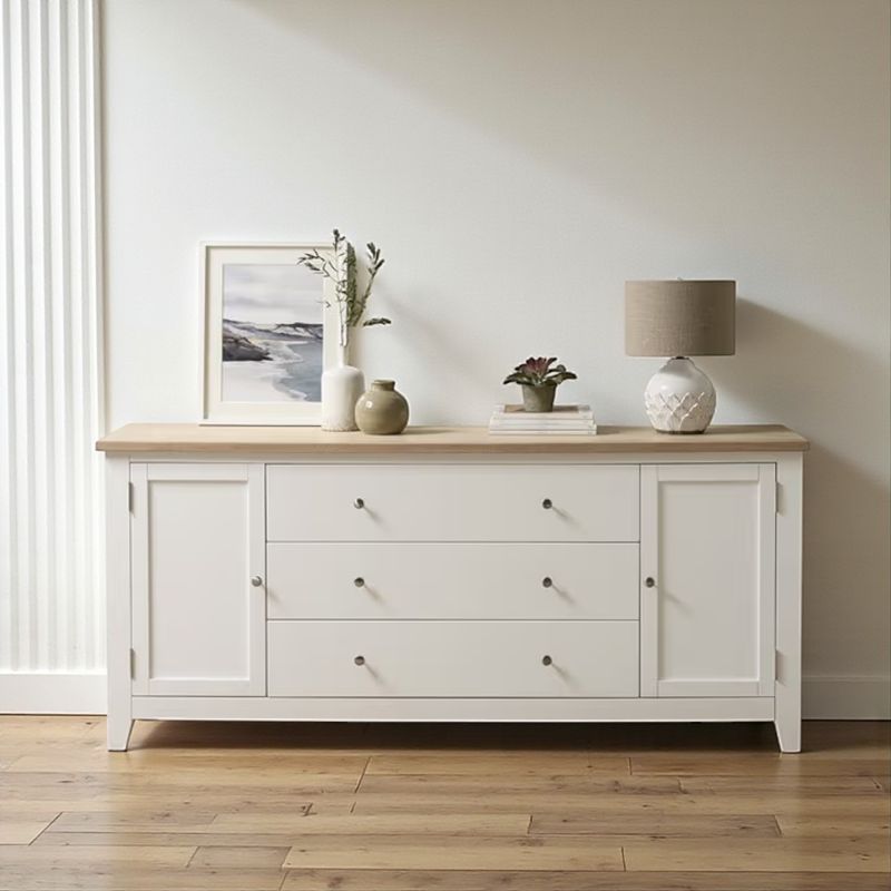GENERICO - Buffet de madera Gael 180x55x80 color Blanco cubierta Natural