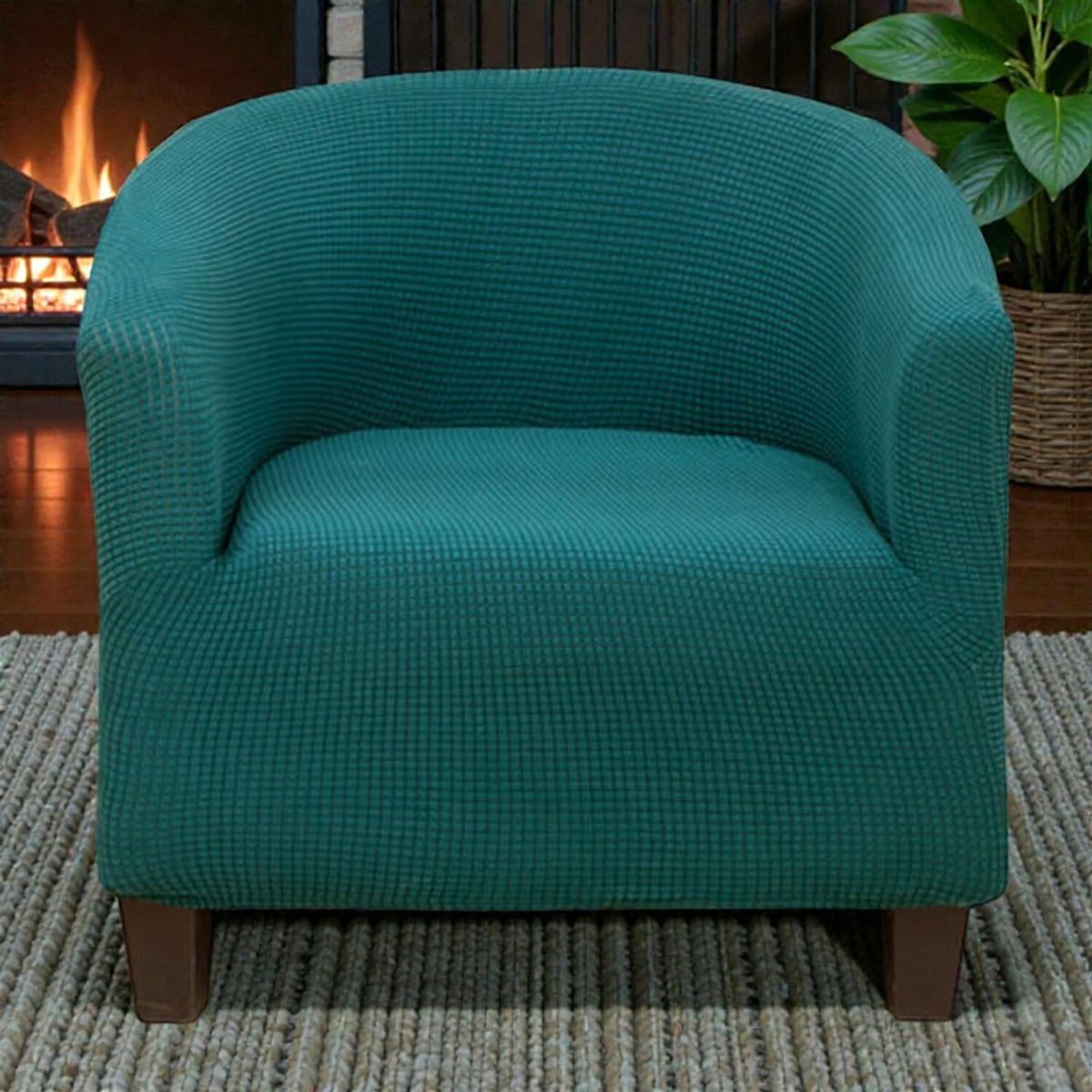 GENERICO - Funda De Poltrona Elasticada Cuadrille Texturizada Color Turquesa