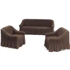GENERICO - Juego Fundas Sillon Turca Sofa Living 1+1+3 Elasticada Café Oscuro