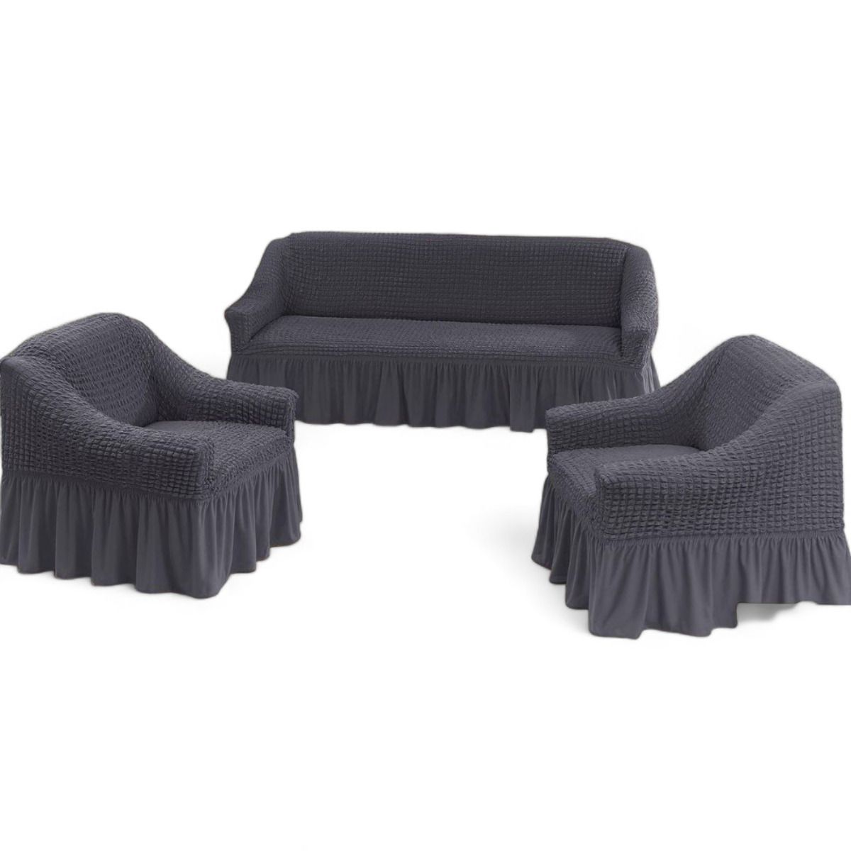 GENERICO - Juego Fundas Sillon Turca Sofa Living 1+1+3 Elasticada Gris