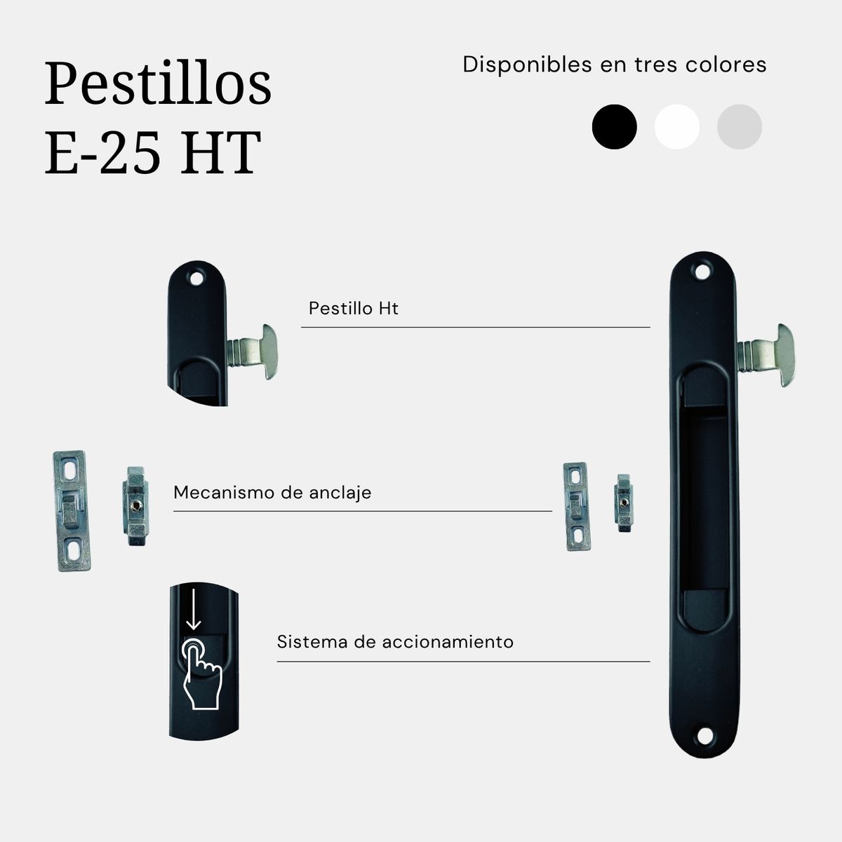 GENERICO - Set 2 Seguros / Pestillo Ventana Corredera Aluminio Pestillo Ht E-25