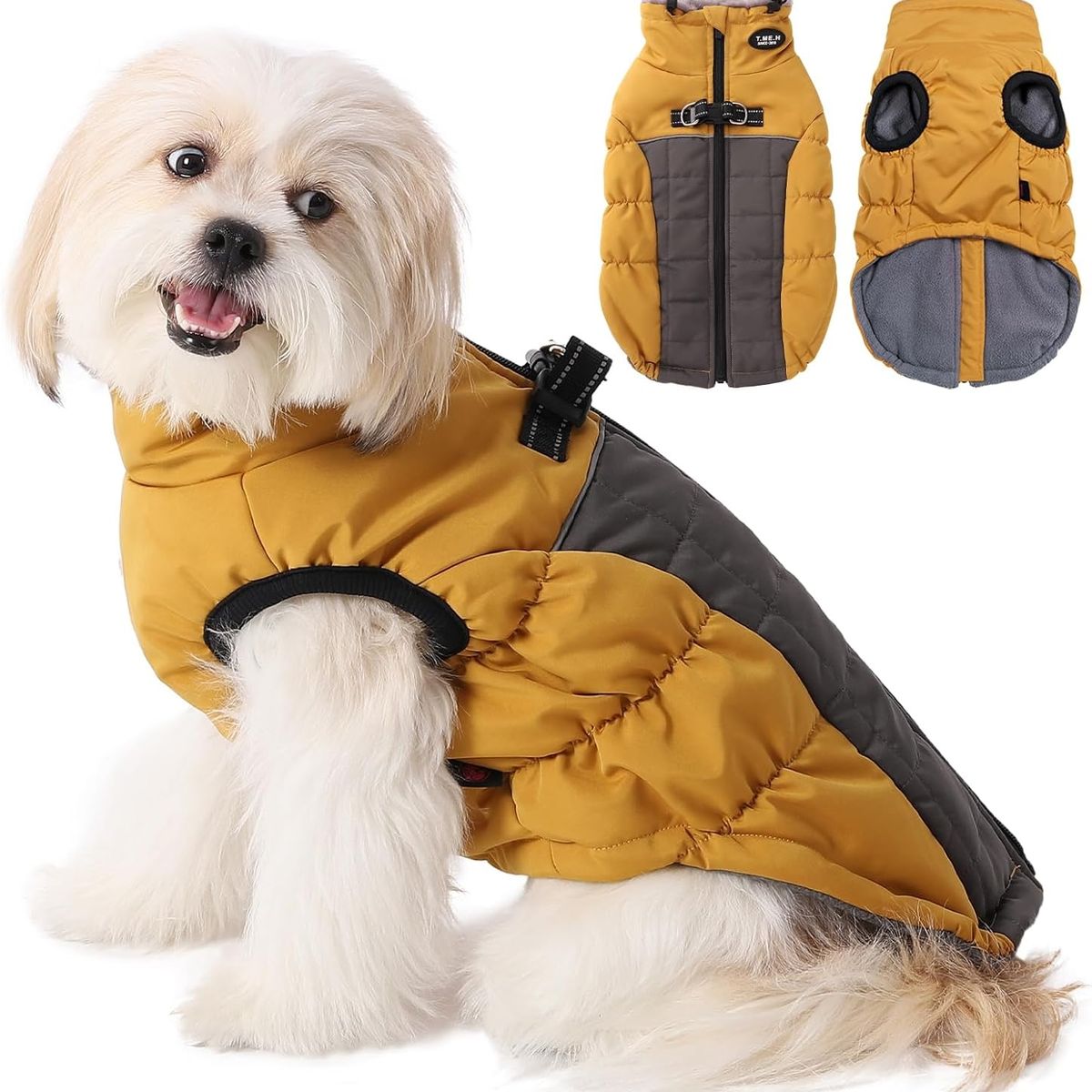 GENERICO - Chaqueta perro mediano Talla XL color OCRE y GRIS